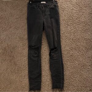 Madewell Skinny Black Jeans with Distressed Knees